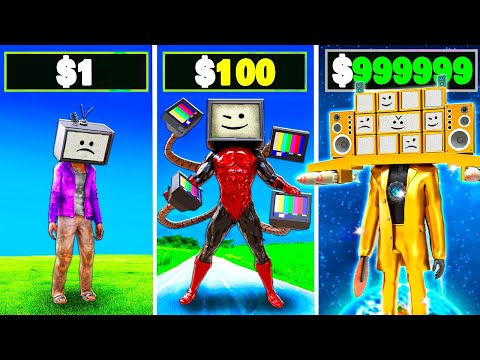 DE $1 A $1,000,000 TVMAN en GTA 5!! (Skibidi Toilet mod)