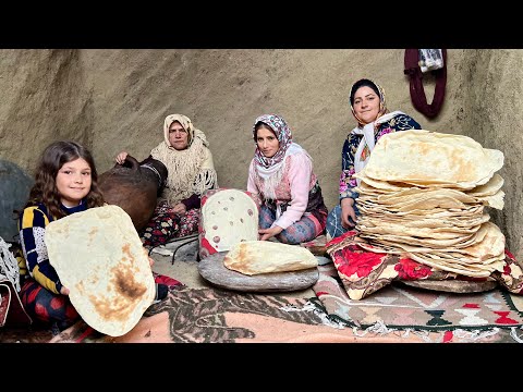 Baking Lavash Bread and Preparing Butter in Foggy Village