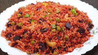 Lunch Recipe | Beetroot Peas Pulao | சுவையான பீட்ரூட் பட்டாணி சாதம் | Beetroot Rice Recipe In Tamil