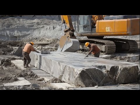 Amazing Fastest Stone Splitting Technique - Incredible Modern Granite Mining Machines Technology