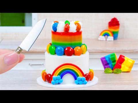 Amazing Rainbow Satisfying Miniature | Decorating Rainbow Tiny Cake