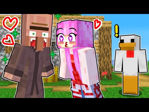 Une FILLE DRAGUE des Villageois au VILLAGE sur Minecraft !