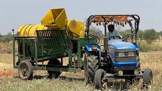 Sonalika DI 42 RX Tractor & Surjeet Thresher in Action | Gram Threshing in Village Field