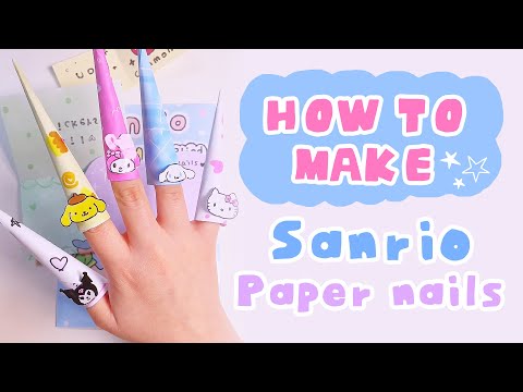 [paperdiy] Tutorial how to make paper nails sanrio theme 💅💅🏼 Give it to friend as a gift ✨