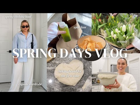 SPRING DIML 🌸 spin class, making bread for the first time, spring staples haul/outfit inspo + more!