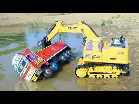 Cartoon Video | Volvo Truck Accident Highway Road River Pulling Out Jcb 3dx Plus ? Tractor Cartoon