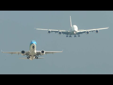 AIRBUS A380 LANDING with an EMBRAER 170 DEPARTING ahead + 60 Mins of Aviation (4K)