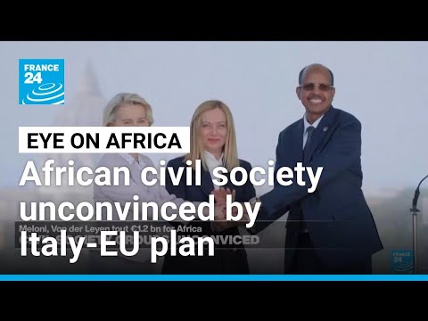 YouTube video thumbnail: African Civil Society Unconvinced by Meloni, von der Leyen Investment Plan