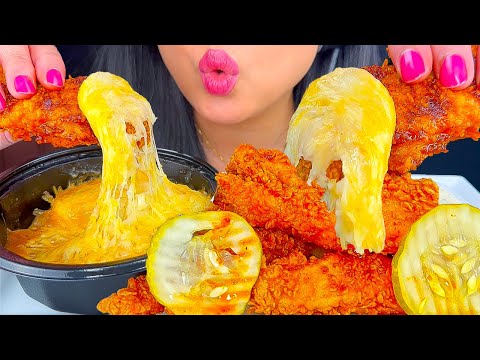 ASMR KFC NASHVILLE HOT CHICKEN TENDERS DIPPED IN CHEESY MASHED POTATO GRAVY | MUKBANG | ASMR PHAN