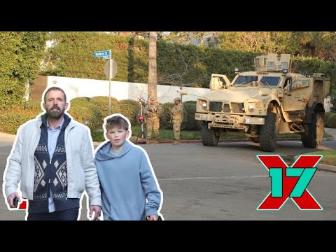 Ben Affleck Strolls With Son Sam And New Pup Amid National Guard Presence