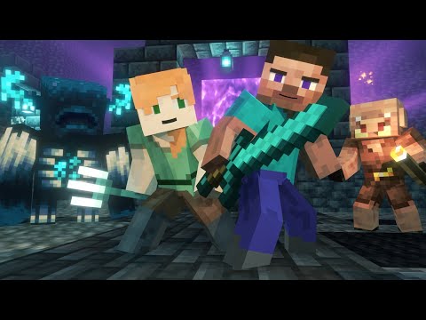 Warden vs Piglins FIGHT | Alex And Steve Life | Minecraft Animation!