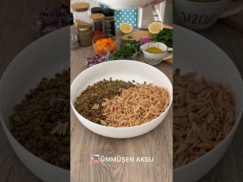 YEŞİL MERCİMEKLİ Arpa Şehriye Salatası Tarifi / green lentil salad recipe /yeşil mercimek salatası