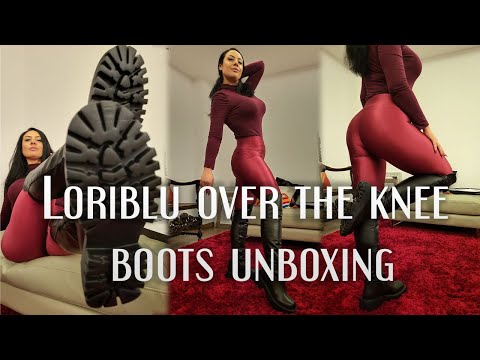 Loriblu black leather over-the-knee boots (unboxing)