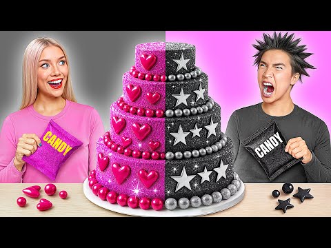 Noir VS Rose Défi De Décoration De Gâteau | Astuces Culinaires Amusantes par Multi DO Challenge
