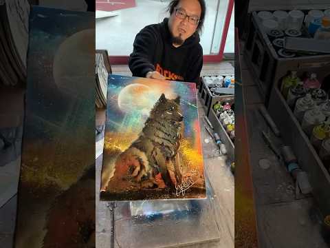 She asked him to spray paint this canvas.#スプレーアートエデン#スプレーアート