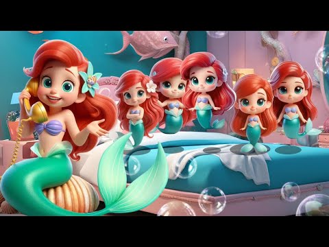 Five Little Mermaids Jumping On The Bed Nursery Rhymes & Kids Songs