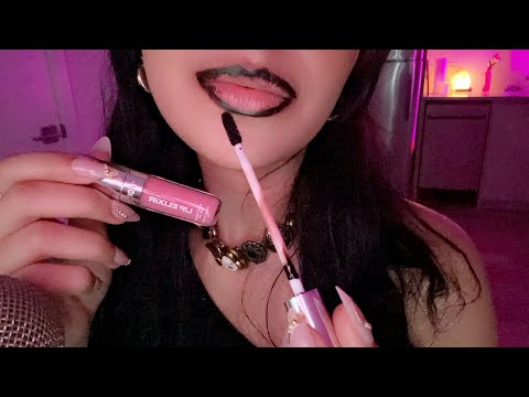 ASMR~ Tingly Lipgloss Application (Mouth Sounds, Tapping, Hand Movements)