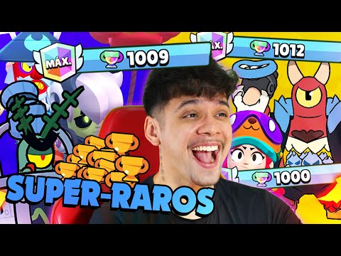 PEGUEI 1000 TROFÉUS 🏆 com TODOS OS BRAWLERS SUPER-RAROS do BRAWL! 😎 *PIT RUMO AO TOP 1*