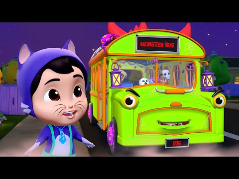 Halloween Wheels On The Bus, Spooky Vehicle Song and Rhymes for Kids