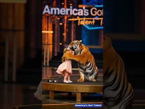 The little girl was not afraid of the hungry tiger