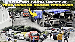 Sitinjau Lauik Macet Parah..Truk Mundur Di Tanjakan Sampai Terguling !!!