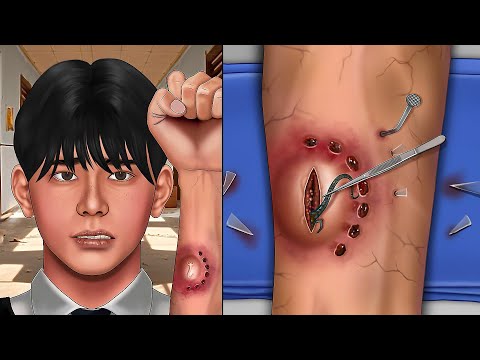 ASMR 학교에 좀비가?! 좀비에게 물린 상처 치료하기 | 팔에 박힌 벌레 제거 | Zombie appears at school?! Treating bite wounds