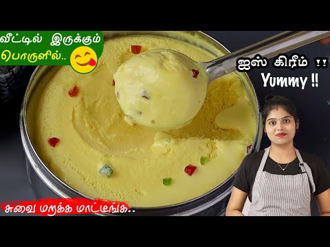 1/2 லிட்டர் பாலில் ஈசியா ஐஸ் க்ரீம் செய்ங்க | Eggless Ice Cream Recipe in Tamil | Custard Ice Cream