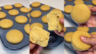 MOIST VANILLA CUPCAKE | Super  Easy and No-Mixer Recipe