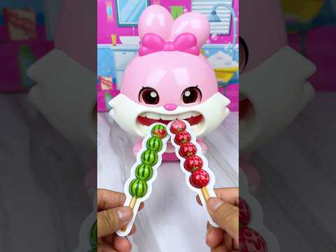 Satisfying With Unboxing Miniature Pink Rabbit Eating Candy Set Toys, ASMR Videos
