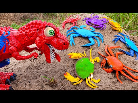 Spider T - Rex in Rescue Mission: Save the Dinosaurs from Escaping Crabs | Fun Dinozone