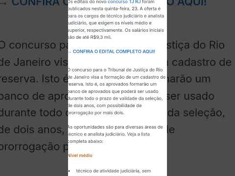 #TJ RJ - SAIU EDITAL#