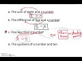 Translating Algebraic Expressions
