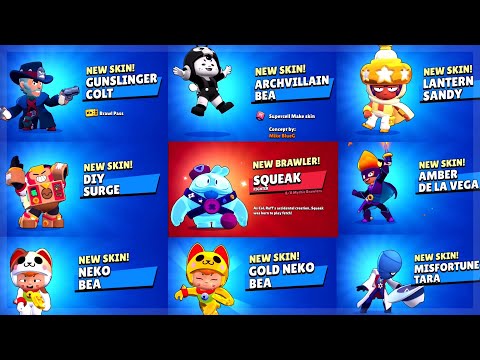 All New Brawlers + Skins Unlocking Animations in Brawl Stars