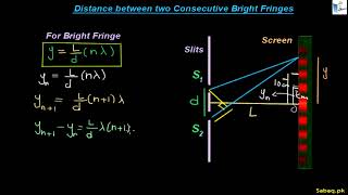 Young's Double slit Experiment: Distance Between Dark and Bright Fringes