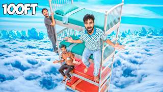 24 Hours On Tallest Bunk Bed - यहाँ से गिरे तो काम तमाम 😰 | Challenge