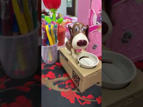 Cute Girls Playing with Dog Piggy Bank 🐶💰Robotic Munching Coin Money Box Fun #SummerOnShorts #shorts