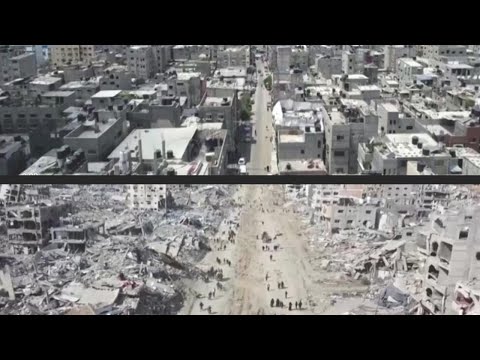 Gaza, prima e dopo la guerra: le immagini dal drone rivelano la devastazione