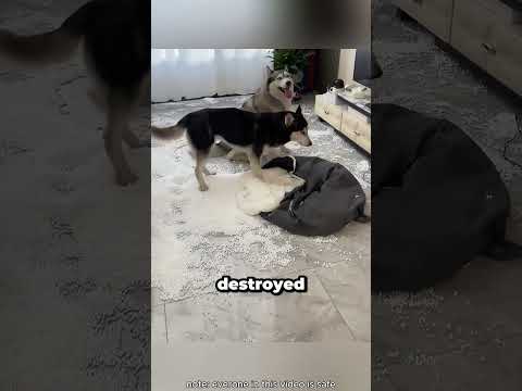 the cute husky ruined his owner's mattress 😂