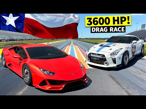 Texas Showdown: 2,000hp Lamborghini vs. 1,600hp GTR Races