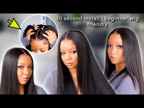 30 Second Install! Best Affordable GLUELESS SILKY Wig For Beginners! Ft UNice Hair