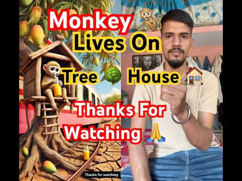 Monkey 🐒 lives with on tree house 🥲 #ai #monkey #shorts