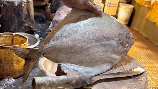 Amazing Cutting Skills | Big Black Pomfret Fish Cutting By Expert Cutter In Bangladesh