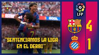 ⚽FC Barcelona vs RCD Espanyol (4-1) Goleada al Cornellá para ponernos a 9 y sentenciar la liga