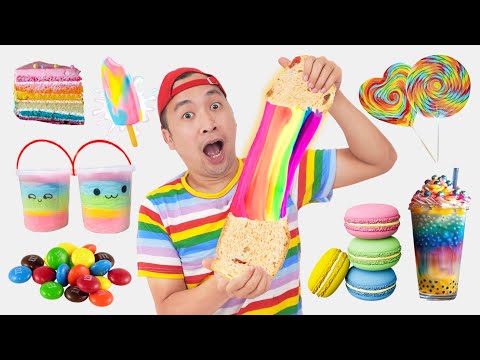 MAKAN SERBA PELANGI | Mukbang Rainbow food | One Color Food | Chocolate Dessert | #sponsored