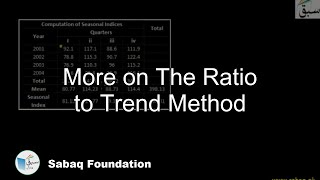 More on The Ratio to Trend Method