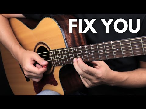 Fix You (Coldplay) - Acoustic Guitar Cover | Tabs On-Screen