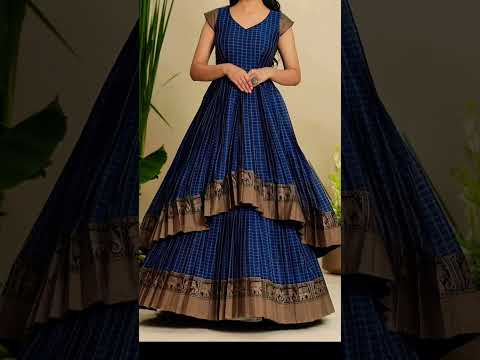 beautiful saree reuse fleard dresses #fashionndesigns #blousedesigns #sarreereuse #shortvideo #viral