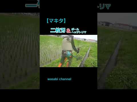 マキタポールヘッジトリマ&二枚刃で田んぼの草刈り #草刈り #農業 #マキタ沼 #ドローン #マキタ #drone