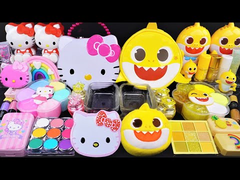 ASMR Satisfying Slime mixing Eyeshadow, Glitter & Random Shiny things into slime #slimevideo #asmr