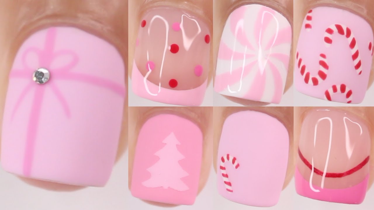 8 Pink Christmas Nail Designs | Easy Christmas Nail Art Compilation
